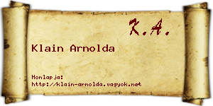 Klain Arnolda névjegykártya